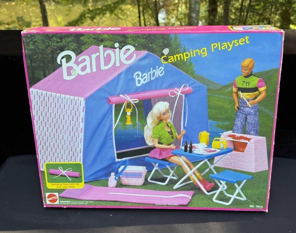 Rare Barbie Vintage 1991 Camping Playset With Tent Mattel #7578 W Box Used